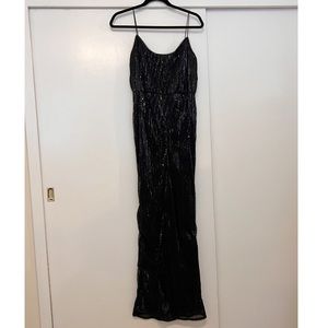 ADRIANNA PAPELL, Black Sequin Evening Gown Dress